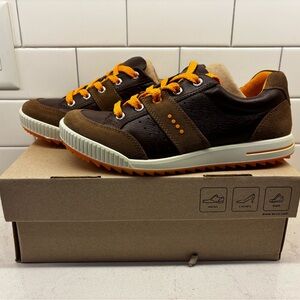 NEW Ecco Junior Street Golf Shoes - Sepia and Bison Size 6.5